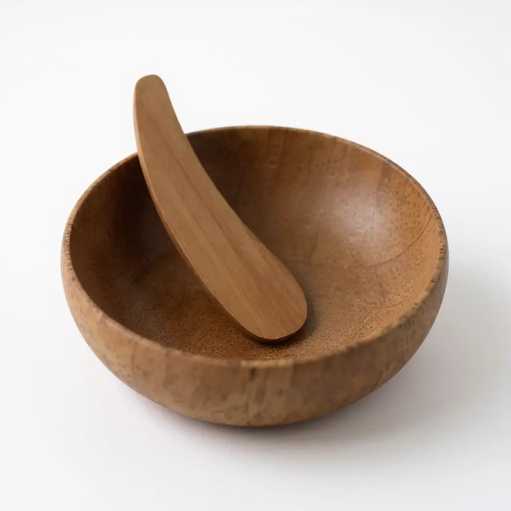 Bamboo blending bowl + spatula Hekseri Aromatherapy