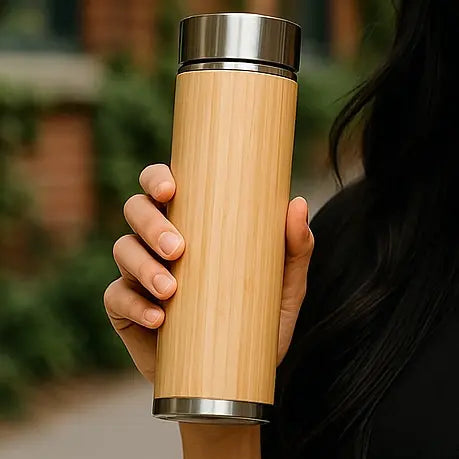 Bamboo and stainless steel travel flask nz tea coffee