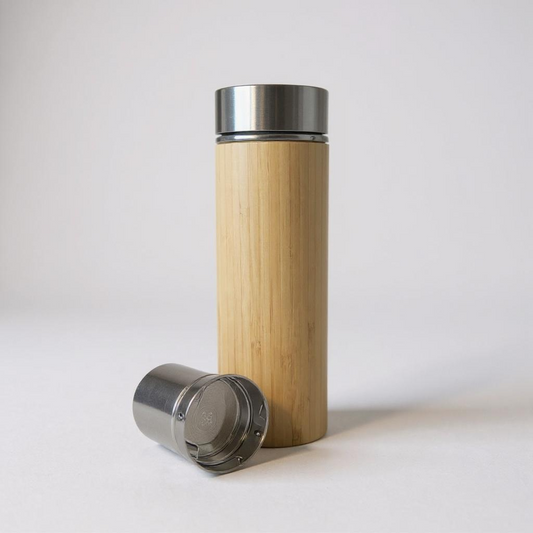Bamboo thermos flask stainless steel travel tea coffee